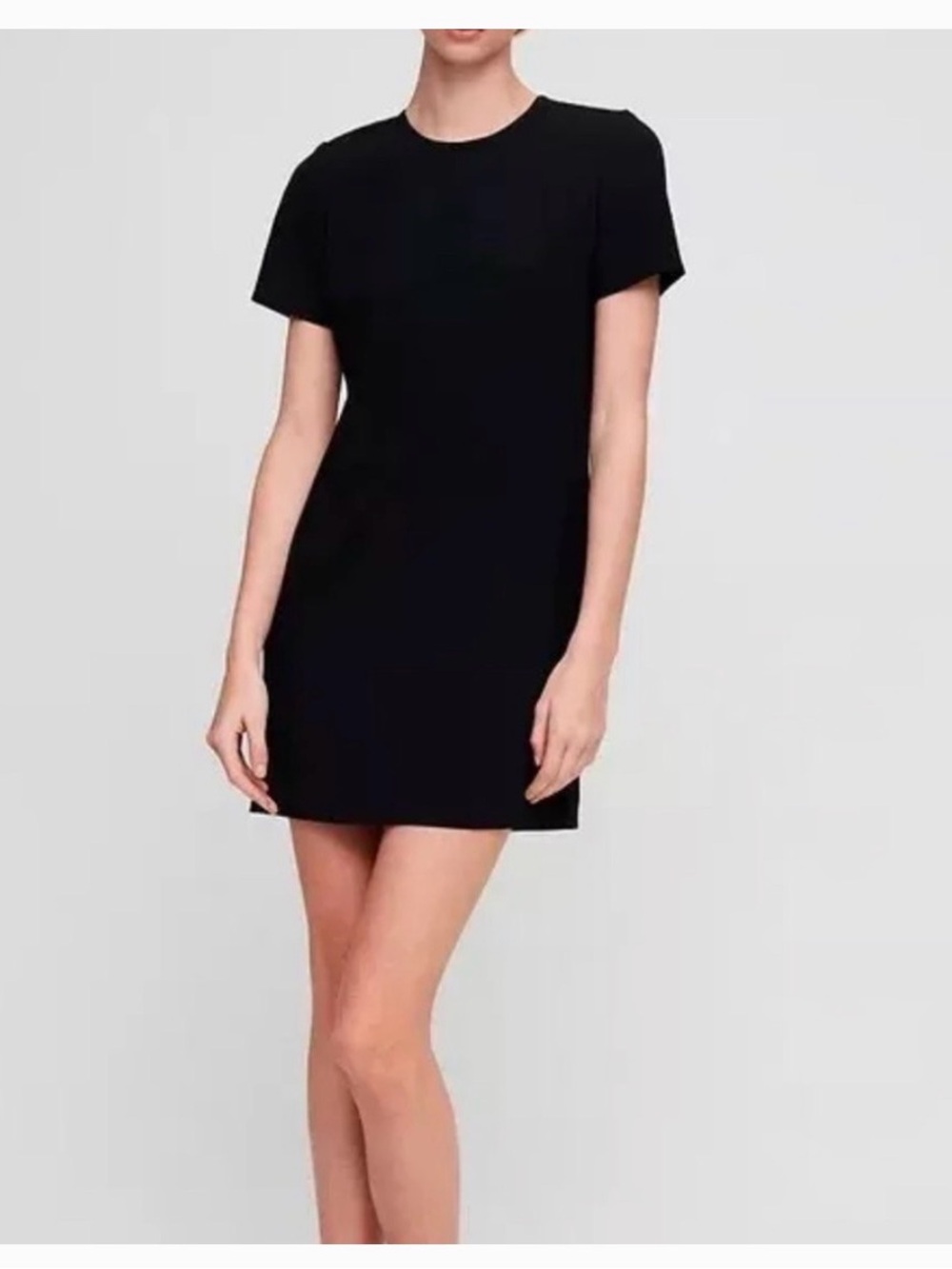 Aritzia Babaton Black Mini Crewneck Shift Dress (Size 6)